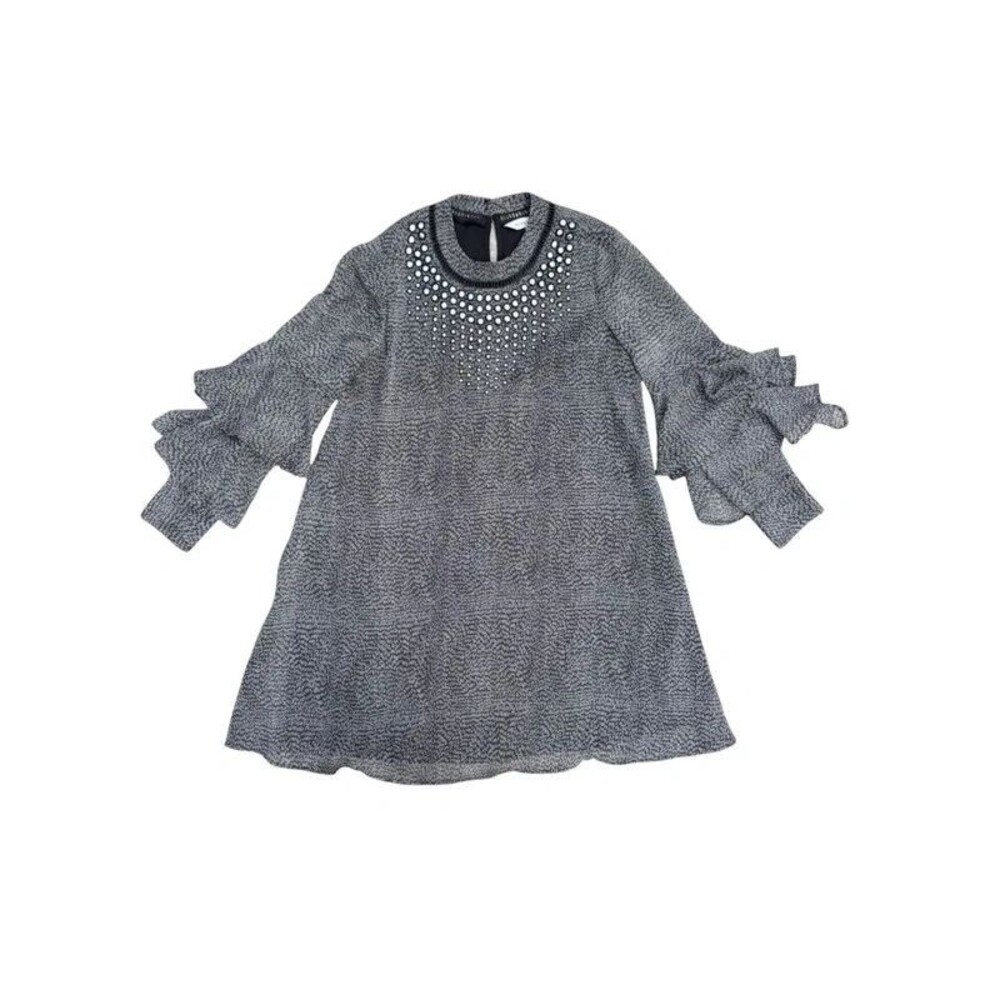 Boho Statement Whimsical Ranna Gill Embellished Bell Sleeve Dress - S
